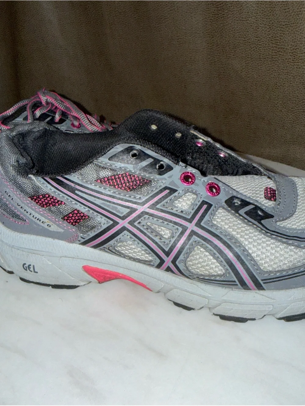 ASICS Gel-Venture 6 Running Shoes T7G6N Gray Silver Pink Women's US Size 9